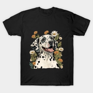 Dalmation Dog and Flowers T-Shirt